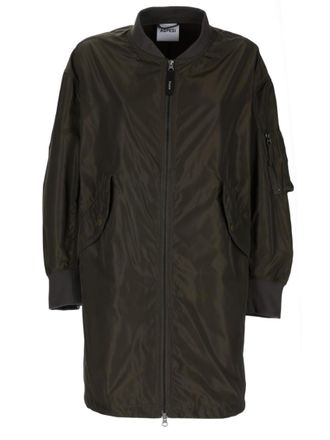 Aspesi Khaki Solid Mock Collar Jacket
