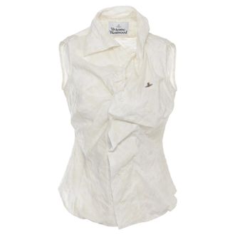 Vivienne Westwood Blouses, female, White, Size: XS Galatea Draped Cotton and Silk Shirt