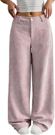 Generic Womens Corduroy Wide Leg Trousers with Elastic Waist Ladies High Waisted Baggy Pants with Pockets Autumn Casual Loose Fit for Daily Outdoor Streetwear