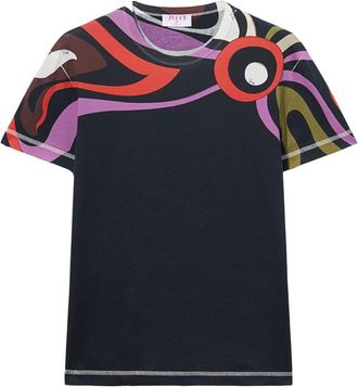 Pucci Marmo-print cotton T-shirt - women - Cotton - S - Black