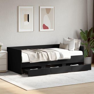 vidaXL Sof&aacute; Cama Con Cajones Sin Colch&oacute;n Negro 75x190 Cm Vidaxl