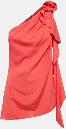 Elisabetta Franchi Red Crepe One Shoulder Top