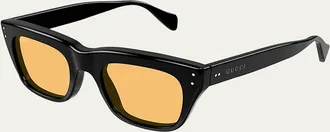 Gucci Mens Logo Rectangle Acetate Sunglasses