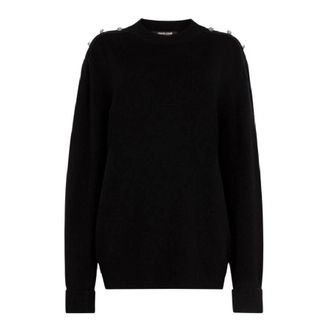 Roberto Cavalli Stud-Embellished Crew-Neck Sweater, Brand Size 44 ( US Size 10 )