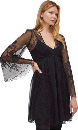 Twinset Vestido de encaje acampanado en capas - Dresses - Mujer - Negro - S