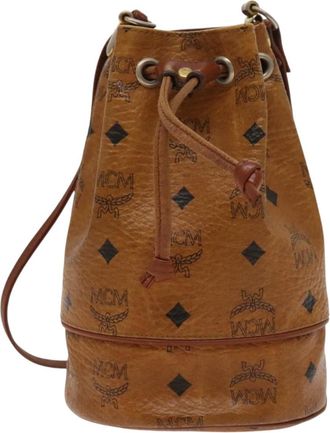 MCM Visetos Brown Canvas Shoulder Bag (Pre-Owned)
