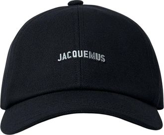 Jacquemus Logo Motif Baseball Cap - unisex - Petten - Zwart - 60 CM - Katoen - Accessoires