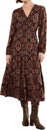 Apricot Empire Smock Waist Tiered Dress In Rust