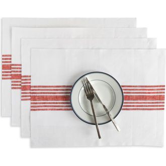 Solino Home Linen Placemats - Farmhouse, 14 x 19 in Red And White at Nordstrom, Size Medium