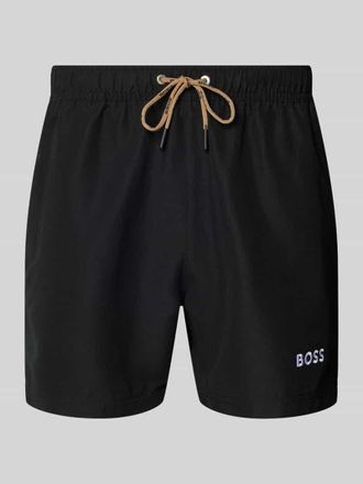 HUGO BOSS Badeshorts mit Label-Applikation Modell DOGFISH in Black, Gr&ouml;&szlig;e XXL