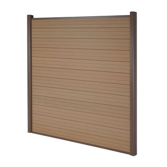 Hhg Hhg - Wpc Pantalla De Privacidad Sarthe, Valla Cortavientos, Postes De Aluminio, Elemento De Base, 1.90m Teca