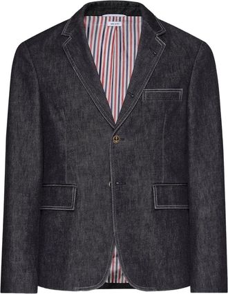 Thom Browne Giacca denim con bottoni - Nero