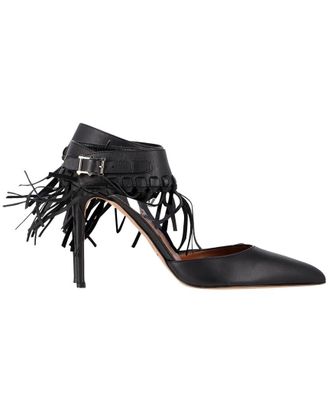 Valentino Womens Leather Fringed Ankle Strap Pump (Authentic Pre-Loved)