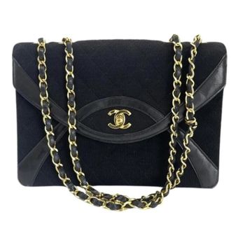 Chanel Pre-owned Matelasse Schoudertas - Dames - Pre-owned - Zwart - Maat: ONE Size Katoen