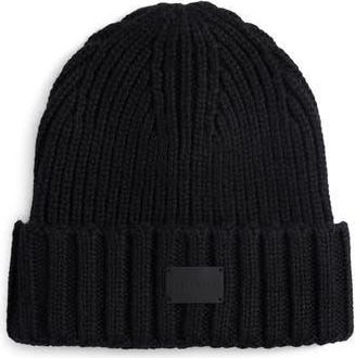 Cole Haan Classic Rib Cuff Beanie in Caviar at Nordstrom Rack