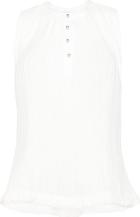 Lanvin White Sleeveless Pliss Top