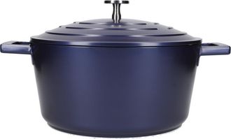 MasterClass Cazuela Mediana Con Tapa 4 Litros/24 Cm, Aluminio Fundido Ligero, Apta Para Horno Y Placa De Inducci&oacute;n, Azul