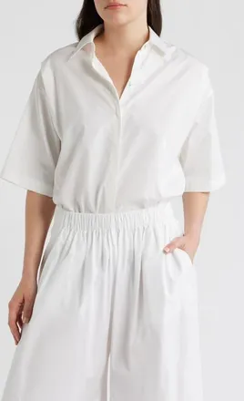 BOSS Bimina Cotton Button-Up Shirt in Bright White at Nordstrom, Size 10