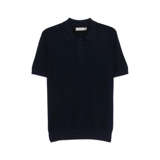 Canali Polo Shirts, male, Blue, Size: 2XL Textured Knit Short Sleeve Polo