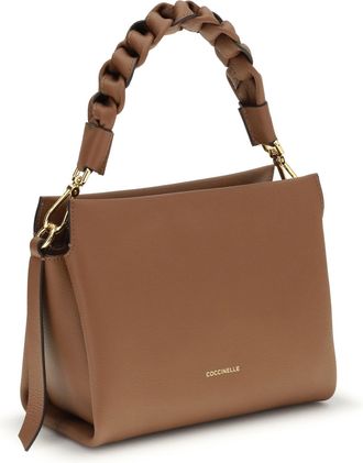 Coccinelle Womens Boheme Handbag Cognac-Noir Calf Leather Bos Taurus Handbags Cognac/noir Hand Bags
