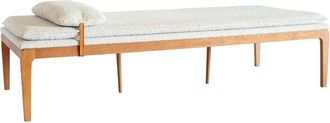 PIB Chaise longue de roble y tejido crema