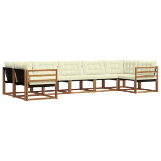 vidaXL Conjunto De Sof&aacute;s De Exterior Con Coj&iacute;n 7 Pcs Natural Y Crema Vidaxl