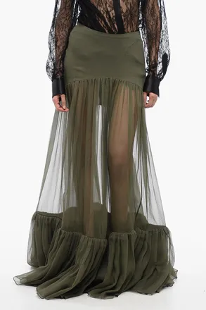 Saint Laurent Chiffon Maxi Skirt with High Waist Saint Laurent