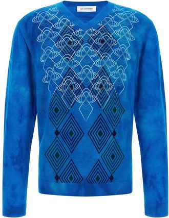 Kiko Kostadinov Hatha V-Neck Gebreide Trui - Heren - V-hals truien - Blauw - S - Wol - Truien & Vesten