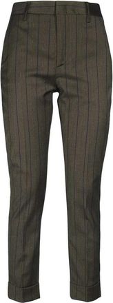 Dondup Gestreept Slim Fit Broek - Dames - Slim Fit Broeken - Zwart - W28 - Katoen - Broeken
