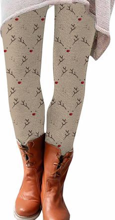 Generic Christmas Leggings Women High Waisted Xmas Patterned Compression Leggings Tummy Control Butt Lifting Workout Yoga Pants Buttery Soft Base Layer Trouse