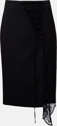 Alexander McQueen Lace-trimmed pencil skirt
