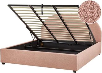 Beliani Beliani - Cama Con Almacenaje De 180 X 200 Cm Minimalista De Boucl&eacute; Rosa Pastel Vaucluse