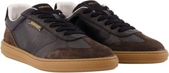 Versace Mens Sneakers - Versace Leather Black Lambskin Shoes