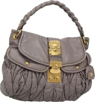 Miu Miu Tweedehands leren handtassen - Dames - Vintage Handtas - Grijs - ONE Size - Leer - Vintage