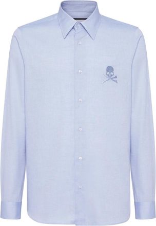 Philipp Plein Regular Fit Overhemd Visgraat - Heren - Zakelijke Overhemden - Blauw - S - Katoen - Overhemden