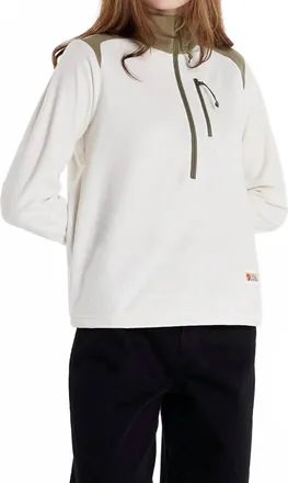 Fj&auml;llr&auml;ven Vardag Lite Fleece Pullover In Chalk White-Light Olive