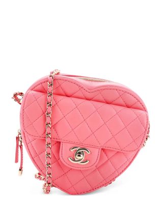 Chanel CC in Love Heart Bag Quilted Lambskin crossbody bag - women - Calf Leather - One Size - Pink