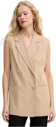 Mos Mosh MMPhiline Roy Vest - Dames - Gillet - Beige - S - Leer - Kostuums