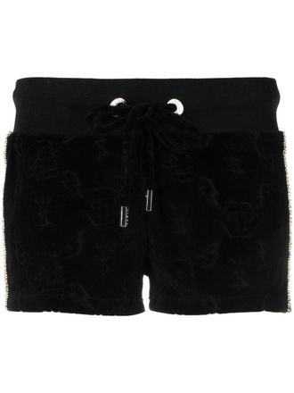 Philipp Plein Monogram drawstring shorts - Black