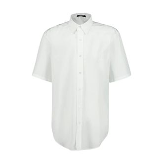 Balmain Short-Sleeve Cotton Poplin Shirt - male - Balmain - Short Sleeve Shirts - White - XL - Shirts