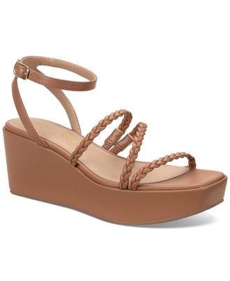 Sun + Stone Womens Sun + Stone Sandals Brown Braided Faux Leather Ankle Strap HAWK2404