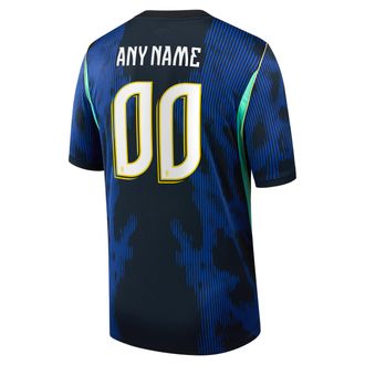 Nike Jordan Mens Brazil 2026 Stadium Away Jordan Dri-FIT Soccer Replica Custom Jersey By You in Blue | NN203939016-CUS