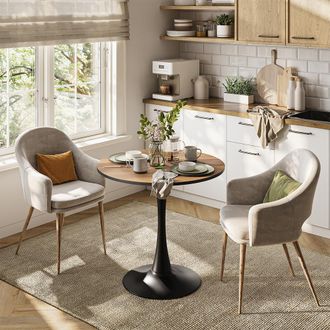 Vicco Mesa De Comedor Carl, Nogal/negro, 80 X 80 Cm, Vicco