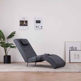 vidaXL Vidaxl - Div&aacute;n De Masaje Con Almohada De Piel De Ante Artificial Gris