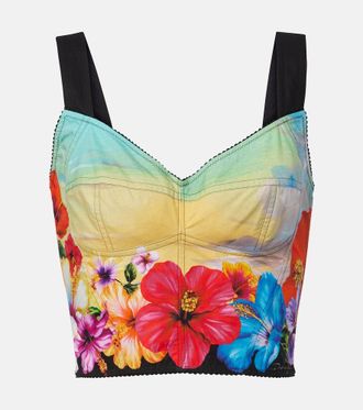 Dolce & Gabbana Printed cotton-blend bustier