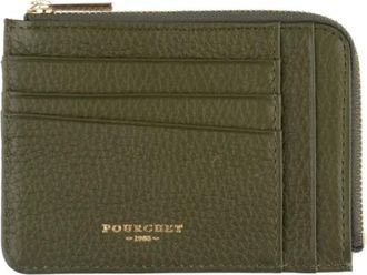 Pourchet Platte Kaartenhouder - Dames - Portefeuilles - Groen - ONE Size - Leer - Accessoires