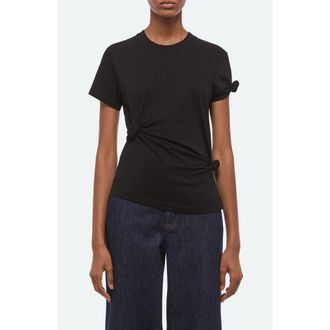 Helmut Lang Knot Detail Cotton Baby Tee in Black at Nordstrom, Size X-Small
