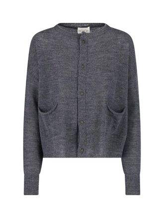 Maryya Virgin Wool Cardigan with Round Neckline and Button Closure