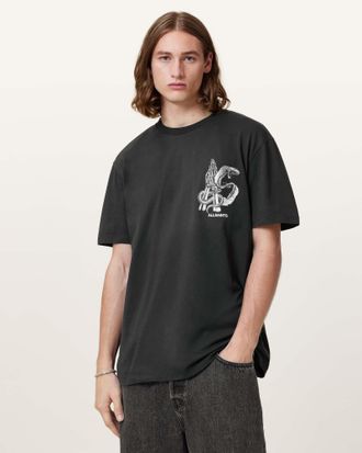AllSaints Mens Cotton Asp Print Short Sleeve T-shirt, Size: XL