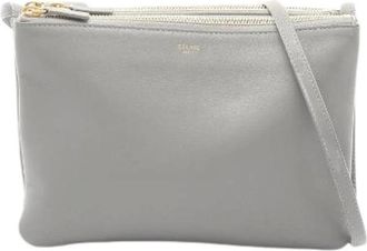 Celine Pre-owned Cross Body Bags, female, Gray, Size: ONE SIZE Pre-owned Trio Large Leather Shoulder Bag